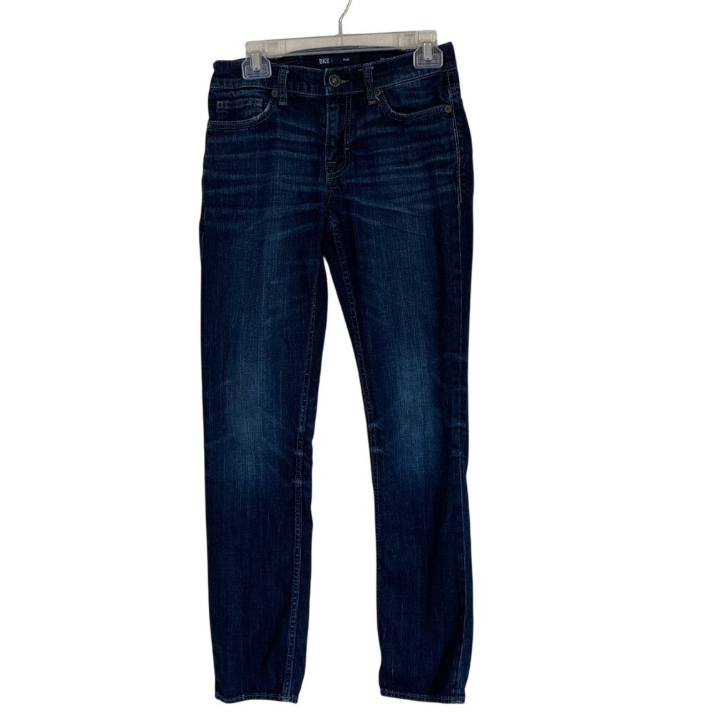 BKE Mens Dark Blue Alec Whiskered Jeans Size 28x32 Straight‎ Leg Classic Stretch